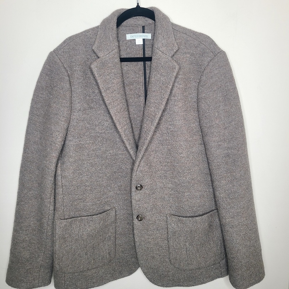 Outerknown Blazer Jacket Mens Size Large Gray Boiled Wool 2 Button